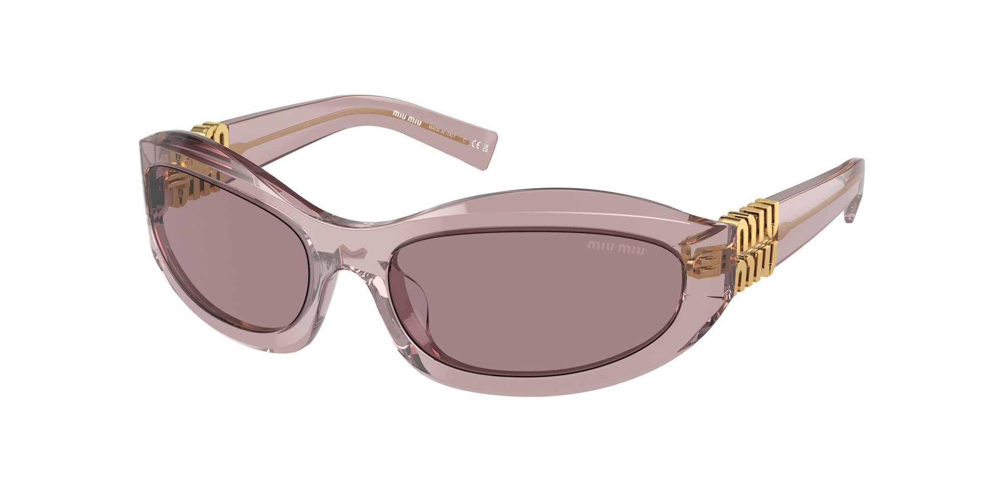Miu Miu MU14ZSF Irregular Sunglasses  12W20I-Mauve Trasparent 61-130-18 - Color Map Violet