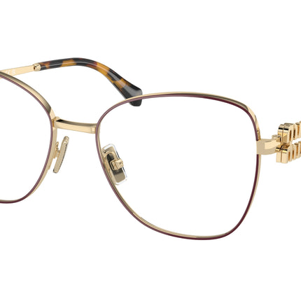Miu Miu MU50XV Pilot Eyeglasses  09X1O1-Bordeaux/Pale Gold 56-135-17 - Color Map Red