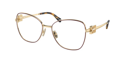 Miu Miu MU50XV Pilot Eyeglasses  09X1O1-Bordeaux/Pale Gold 56-135-17 - Color Map Red
