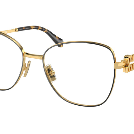 Miu Miu MU50XV Pilot Eyeglasses  KUI1O1-Black/Gold 56-135-17 - Color Map Black