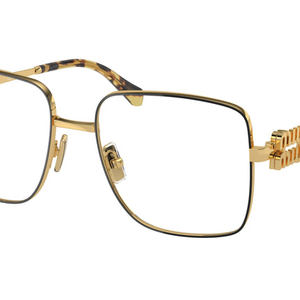 Miu Miu MU51XV Square Eyeglasses  KUI1O1-Black/Gold 54-135-17 - Color Map Black