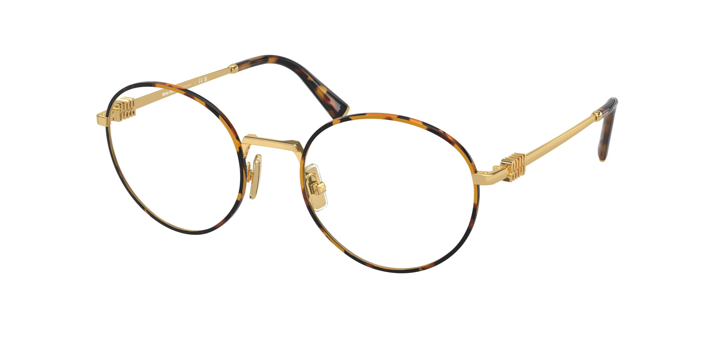 Miu Miu MU52XV Round Eyeglasses  14U1O1-Havana Honey/gold 52-140-20 - Color Map Tortoise