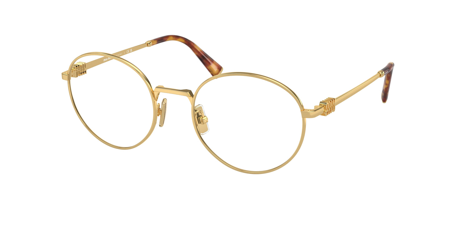 Miu Miu MU52XV Round Eyeglasses  5AK1O1-Gold 52-140-20 - Color Map Gold