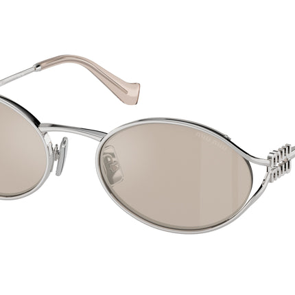 Miu Miu MU52YS Oval Sunglasses  1BC10F-Silver 54-125-21 - Color Map Silver