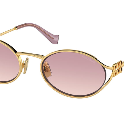 Miu Miu MU52YS Oval Sunglasses  5AK06S-Gold 54-125-21 - Color Map Gold