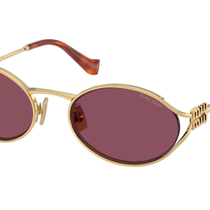 Miu Miu MU52YS Oval Sunglasses  5AK20Y-Gold 54-125-21 - Color Map Gold