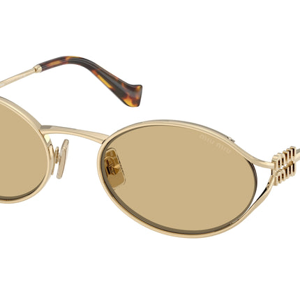 Miu Miu MU52YS Oval Sunglasses  ZVN10R-Pale Gold 54-125-21 - Color Map Gold