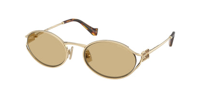 Miu Miu MU52YS Oval Sunglasses  ZVN10R-Pale Gold 54-125-21 - Color Map Gold