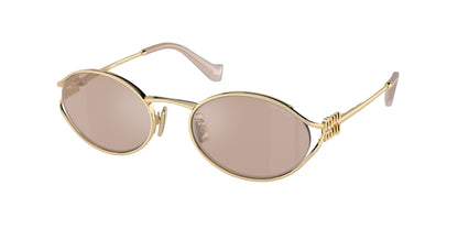 Miu Miu MU52YS Oval Sunglasses  ZVN20F-Pale Gold 54-125-21 - Color Map Gold