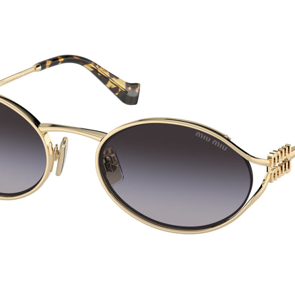 Miu Miu MU52YS Oval Sunglasses  ZVN5D1-Pale Gold 54-125-21 - Color Map Gold