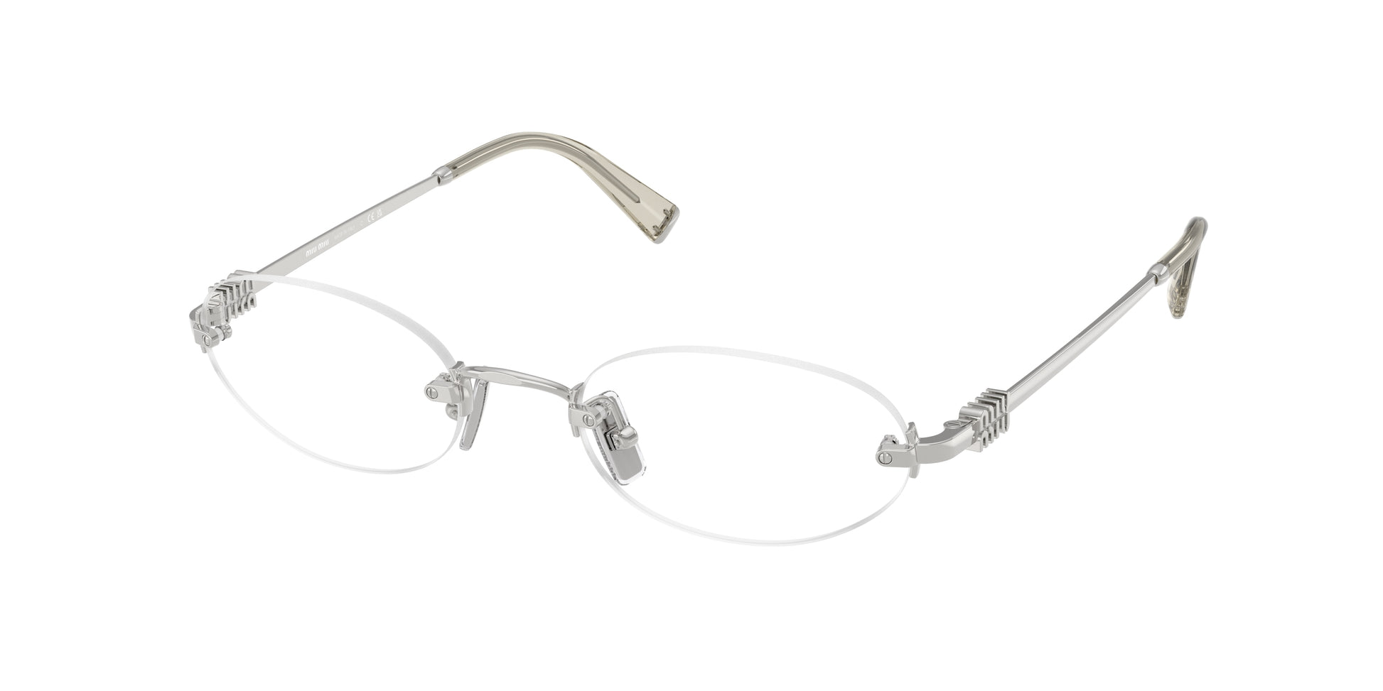 Miu Miu MU53WV Oval Eyeglasses  1BC1O1-Silver 53-140-20 - Color Map Silver