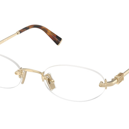Miu Miu MU53WV Oval Eyeglasses  ZVN1O1-Pale Gold 53-140-20 - Color Map Gold