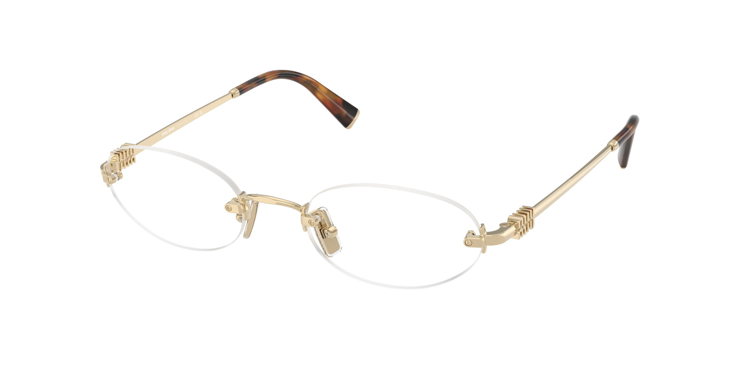 Miu Miu MU53WV Oval Eyeglasses  ZVN1O1-Pale Gold 53-140-20 - Color Map Gold