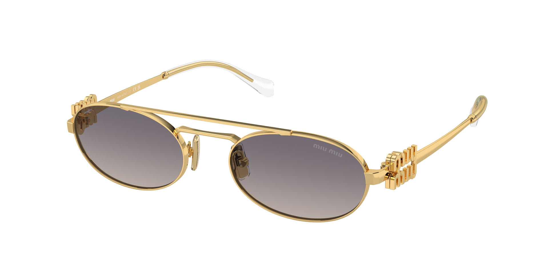 Miu Miu MU54ZS Oval Sunglasses  5AK30C-Gold 53-140-19 - Color Map Gold