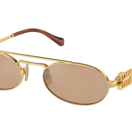 Miu Miu MU54ZS Oval Sunglasses  5AK40D-Gold 53-140-19 - Color Map Gold