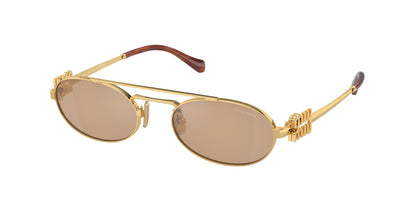 Miu Miu MU54ZS Oval Sunglasses  5AK40D-Gold 53-140-19 - Color Map Gold