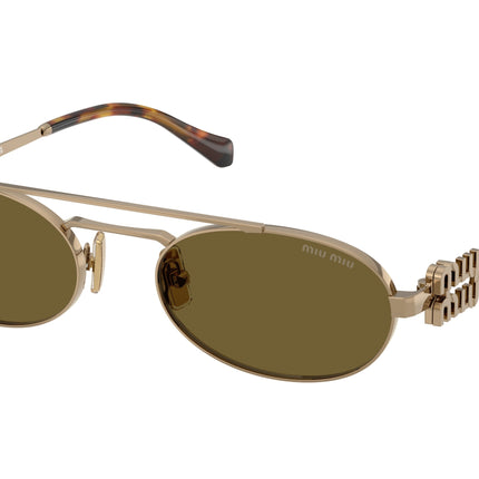 Miu Miu MU54ZS Oval Sunglasses  7OE09Z-Brass Gold 53-140-19 - Color Map Gold