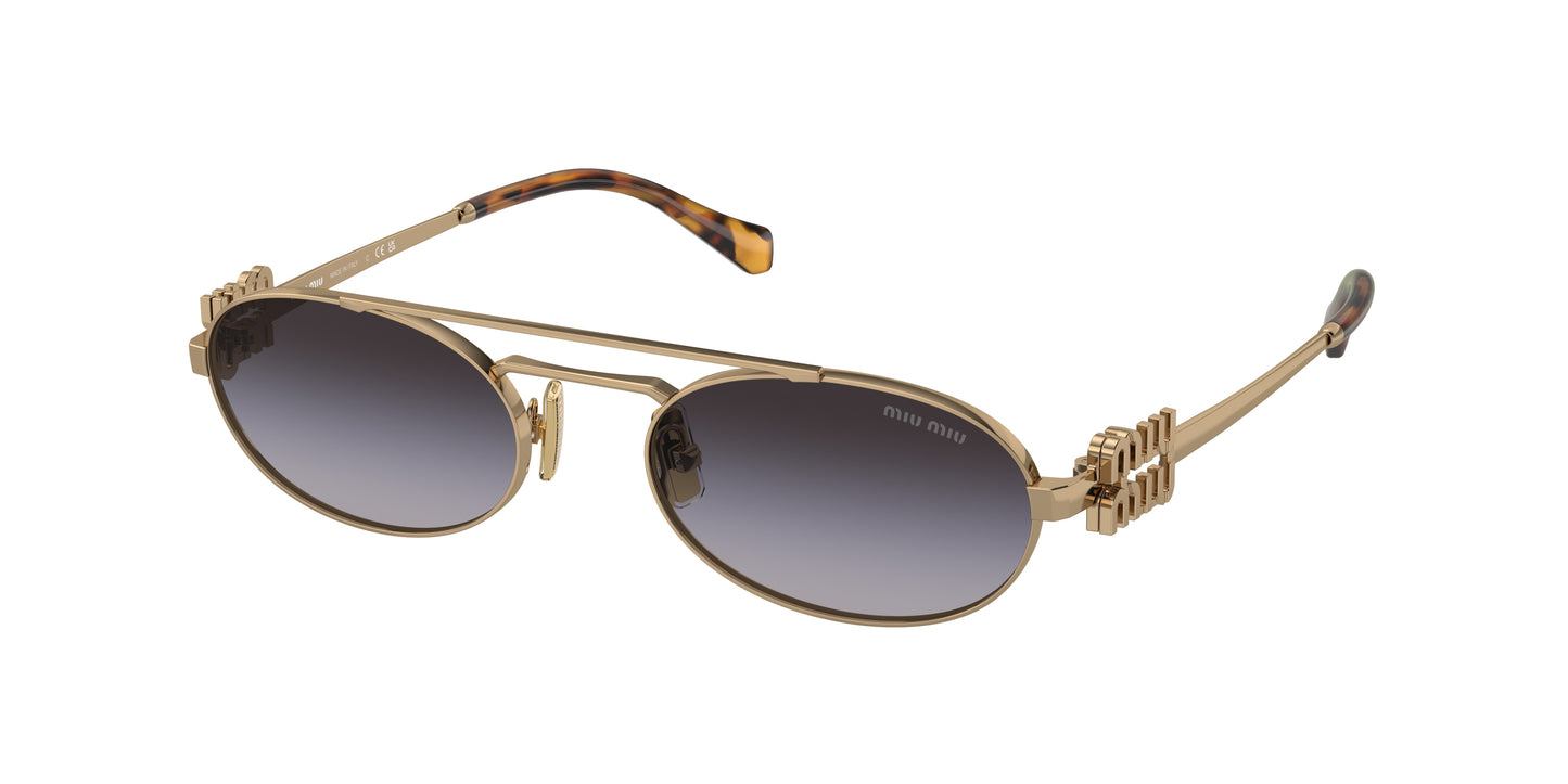 Miu Miu MU54ZS Oval Sunglasses  7OE5D1-Antique Gold 53-140-19 - Color Map Gold