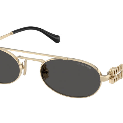 Miu Miu MU54ZS Oval Sunglasses  ZVN08Z-Pale Gold 53-140-19 - Color Map Gold