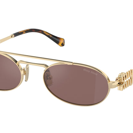 Miu Miu MU54ZS Oval Sunglasses  ZVN70D-Pale Gold 53-140-19 - Color Map Gold