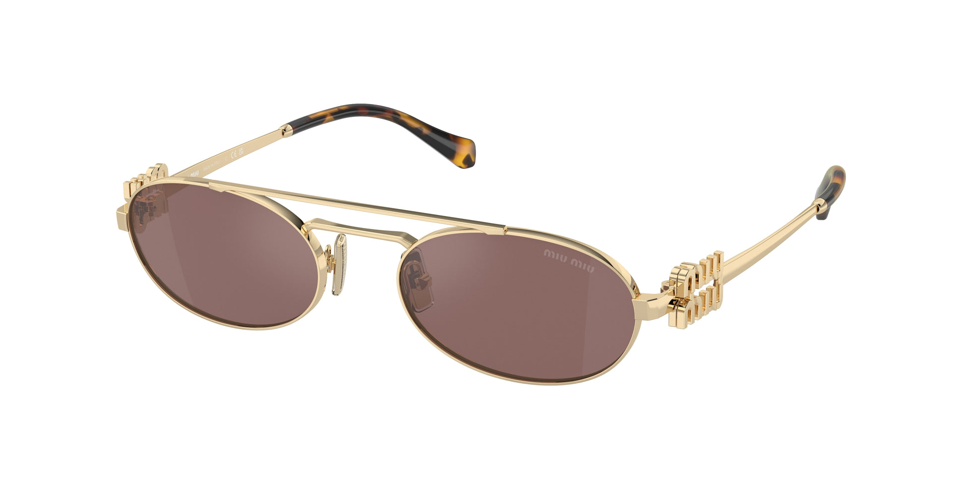 Miu Miu MU54ZS Oval Sunglasses  ZVN70D-Pale Gold 53-140-19 - Color Map Gold