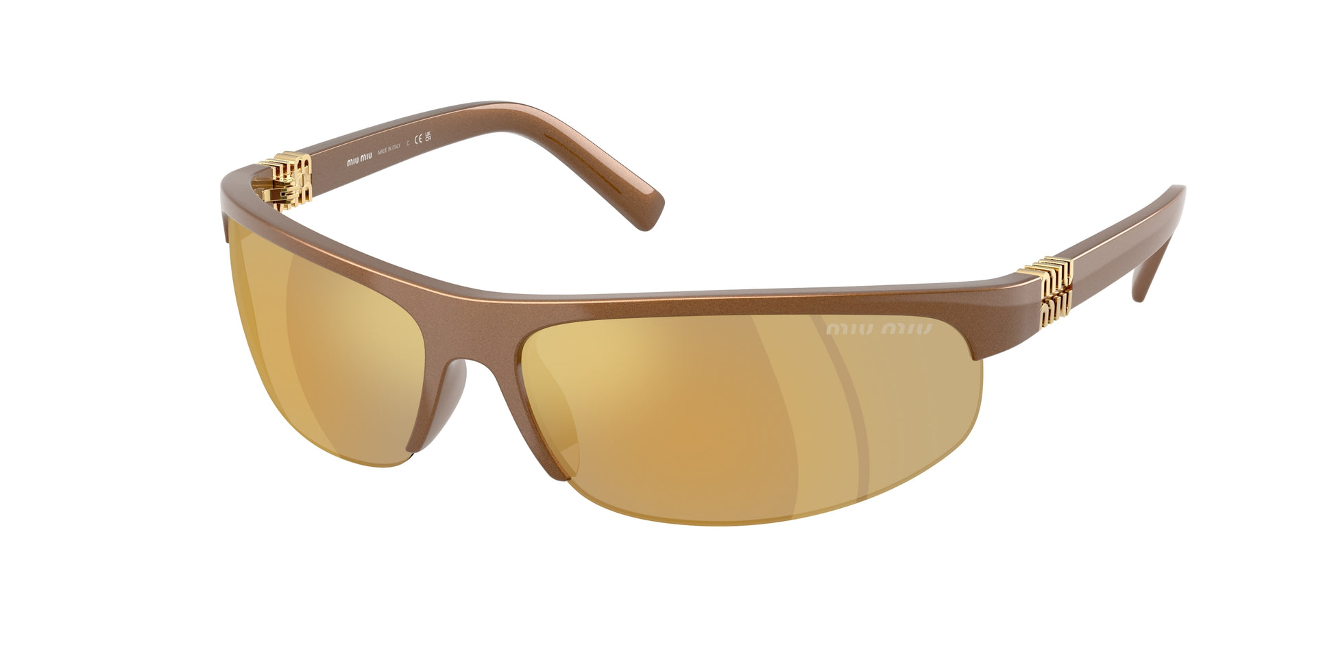 Miu Miu MUA02SF Oval Sunglasses  16Y8G1-Rust Metal 68-135-15 - Color Map Brown