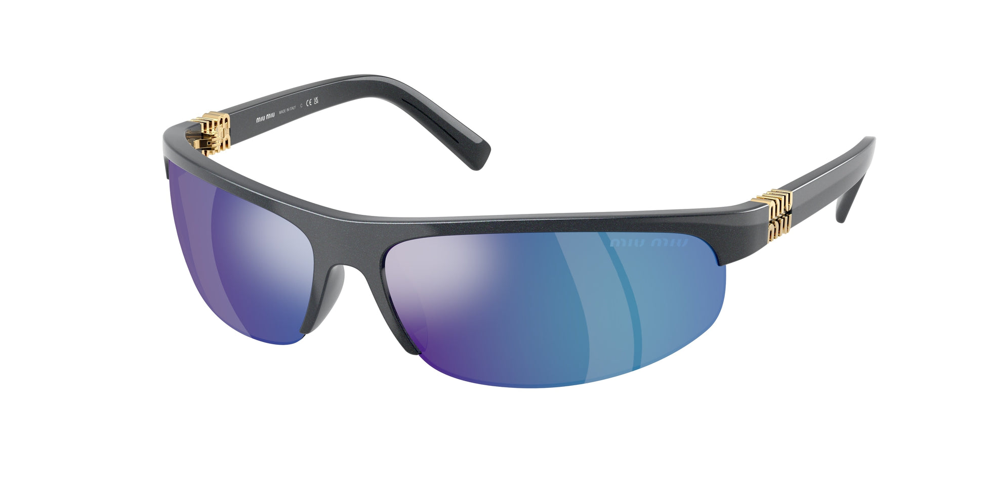 Miu Miu MUA02S Oval Sunglasses  19Y10K-Avio Metal 70-120-14 - Color Map Grey