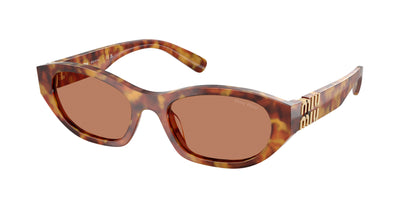 Miu Miu MUA03S Irregular Sunglasses  10L10I-Havana Light 53-140-19 - Color Map Brown