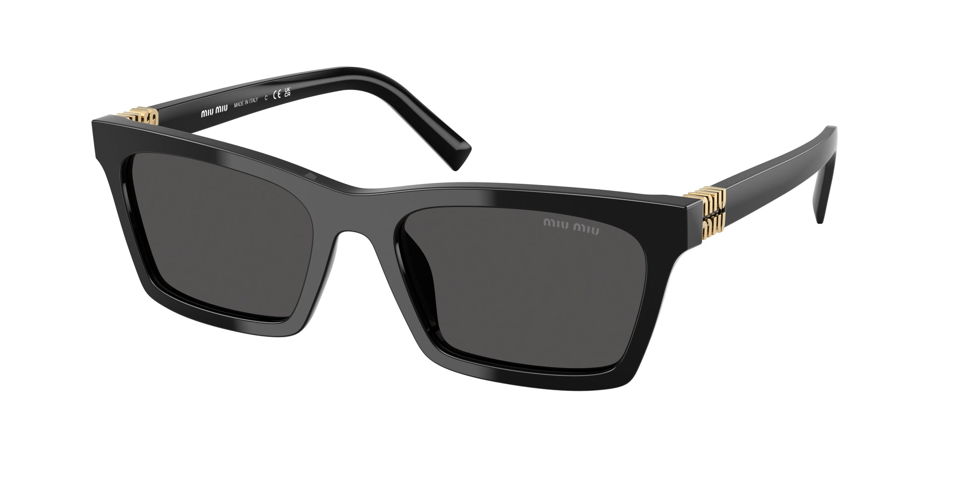 Miu Miu MUA05SF Rectangle Sunglasses  16K08Z-Black 55-140-19 - Color Map Black