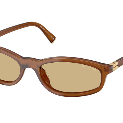 Miu Miu MUA06S Irregular Sunglasses  22I10R-Opaline Amber 55-140-17 - Color Map Brown