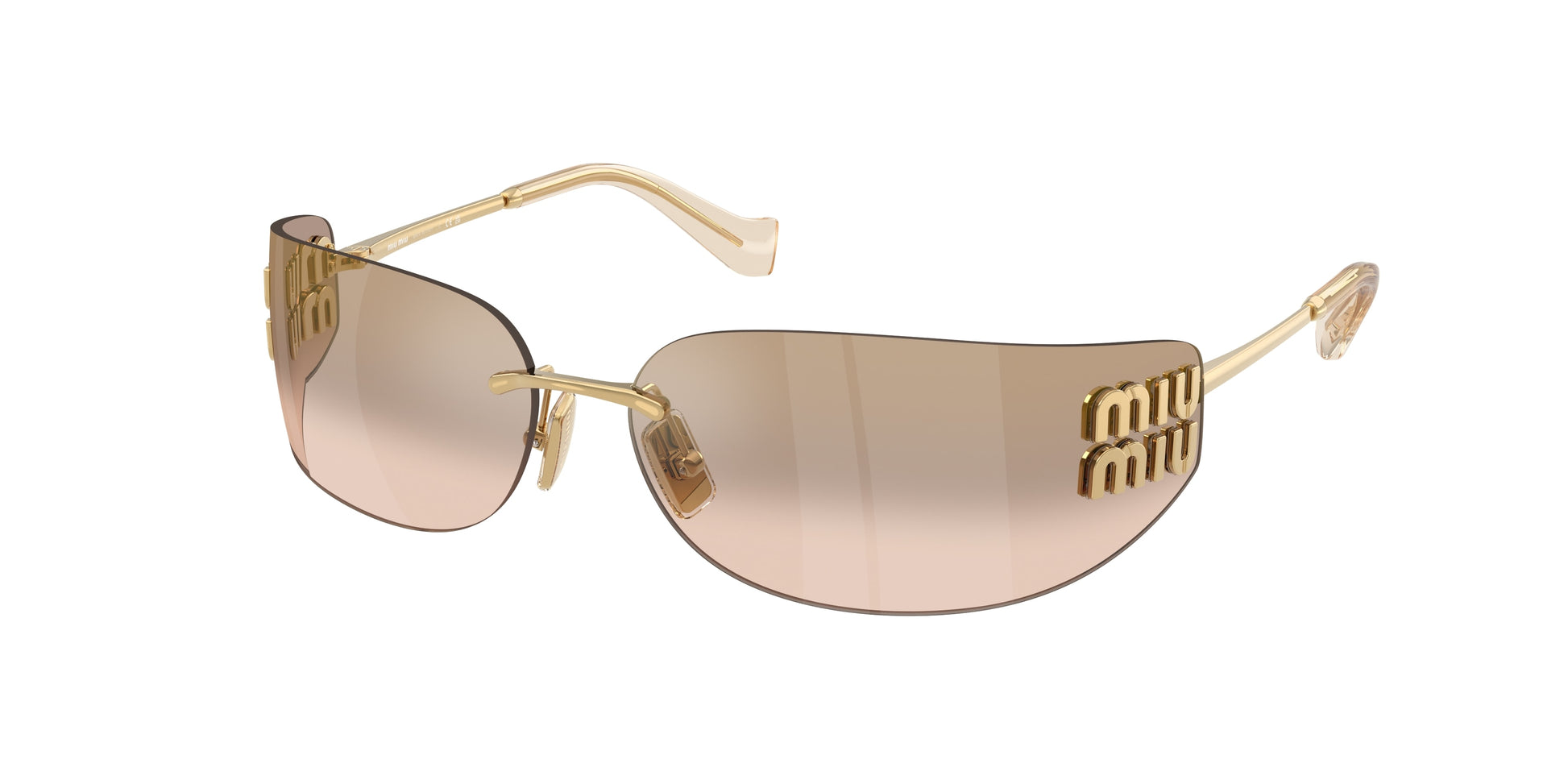 Miu Miu MUA51S Rectangle Sunglasses  5AK20P-Gold 0-110-14 - Color Map Gold