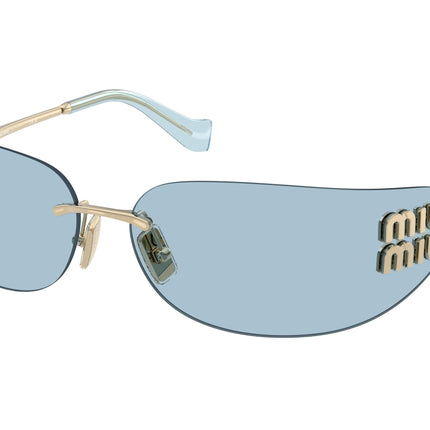 Miu Miu MUA51S Rectangle Sunglasses  ZVN10P-Pale Gold 0-110-14 - Color Map Gold