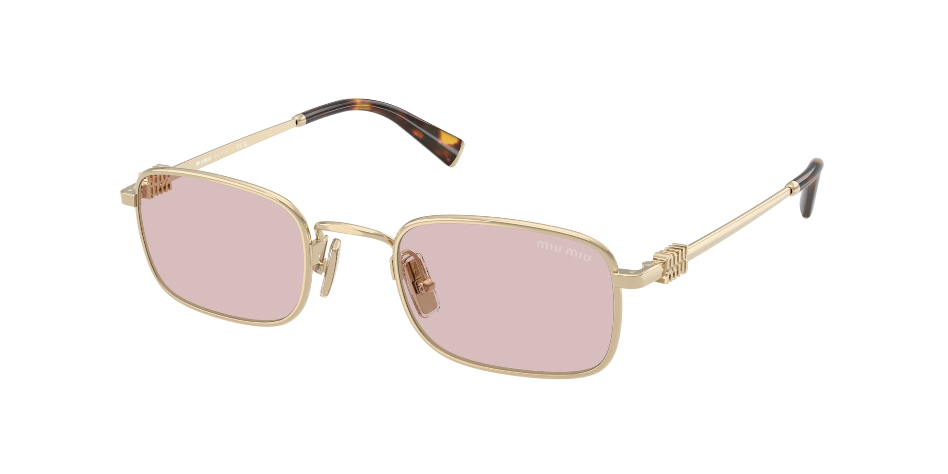 Miu Miu MUA53S Rectangle Sunglasses  ZVN4I0-Pale Gold 52-140-22 - Color Map Gold