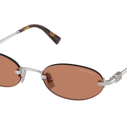 Miu Miu MUA54S Oval Sunglasses  1BC90Q-Silver 51-140-20 - Color Map Silver