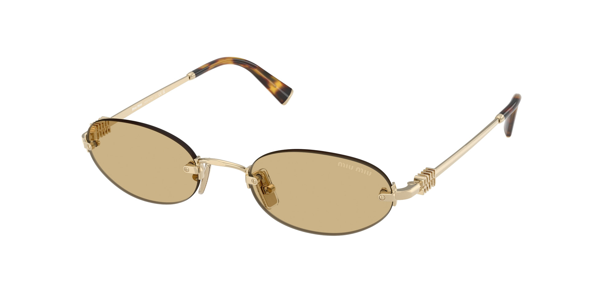 Miu Miu MUA54S Oval Sunglasses  ZVN10R-Pale Gold 51-140-20 - Color Map Gold