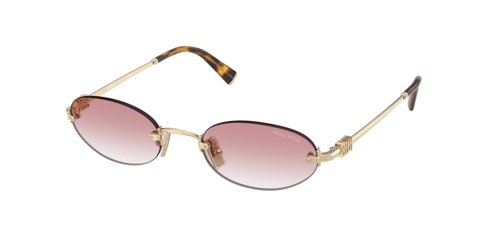 Miu Miu MUA54S Oval Sunglasses  ZVN70O-Pale Gold 51-140-20 - Color Map Gold