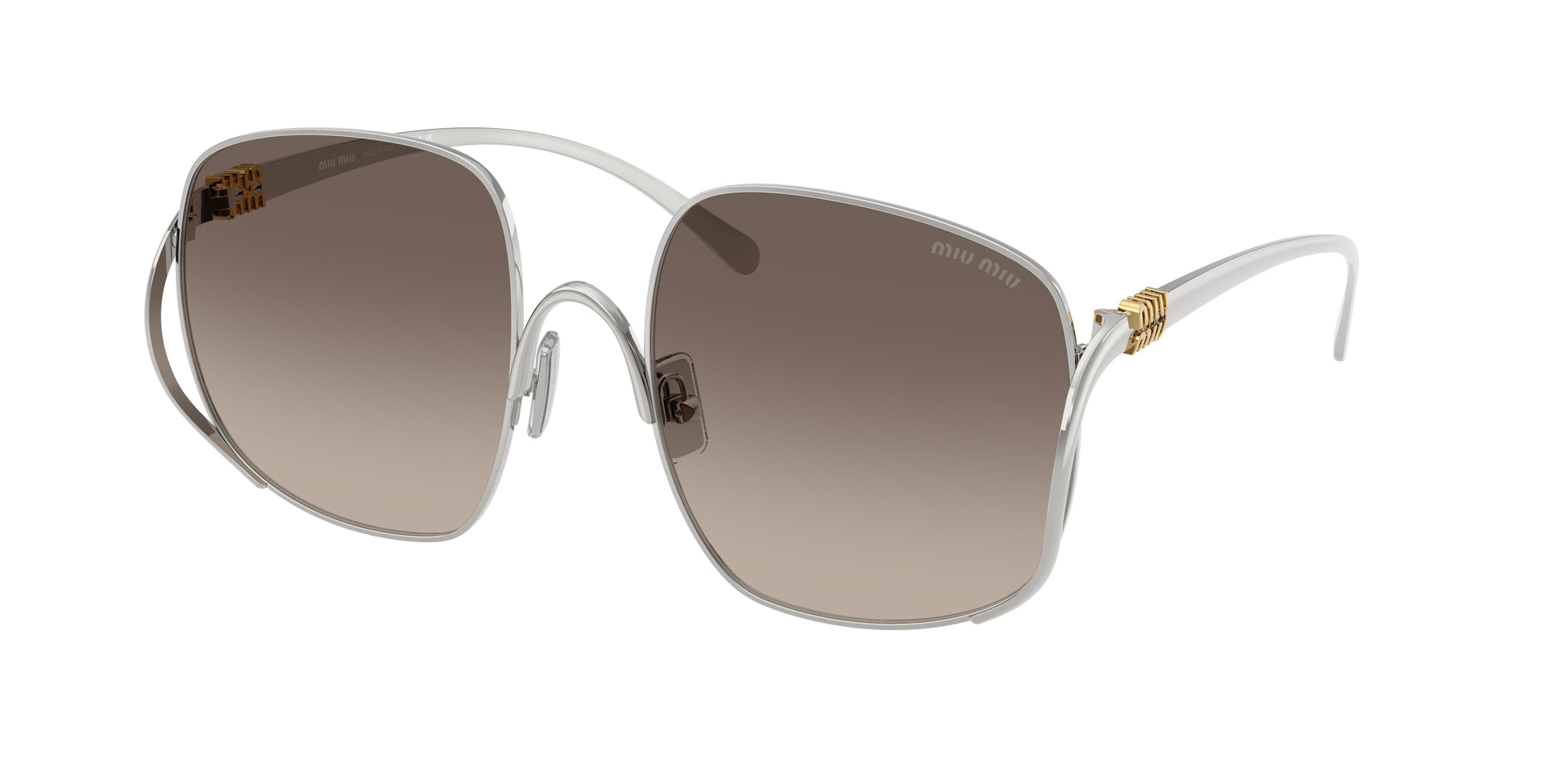 Miu Miu MUA57S Square Sunglasses  1BC30S-Silver 57-140-20 - Color Map Silver