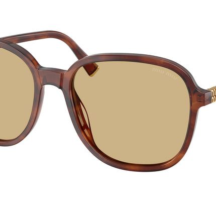 Miu Miu MUB01S Pillow Sunglasses  26E10R-Striped Tobacco 58-140-18 - Color Map Brown