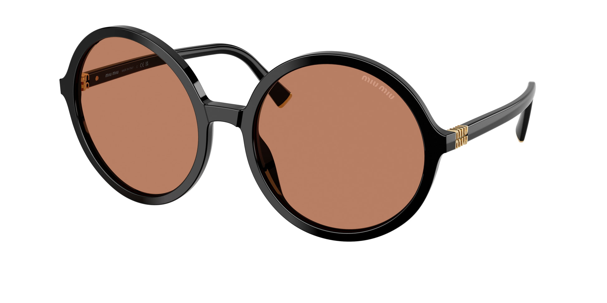 Miu Miu MUB02SF Round Sunglasses  16K90Q-Black 59-140-19 - Color Map Black