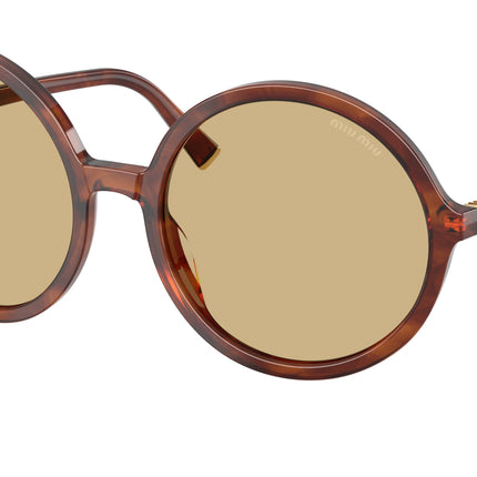 Miu Miu MUB02SF Round Sunglasses  26E10R-Striped Tobacco 59-140-19 - Color Map Brown