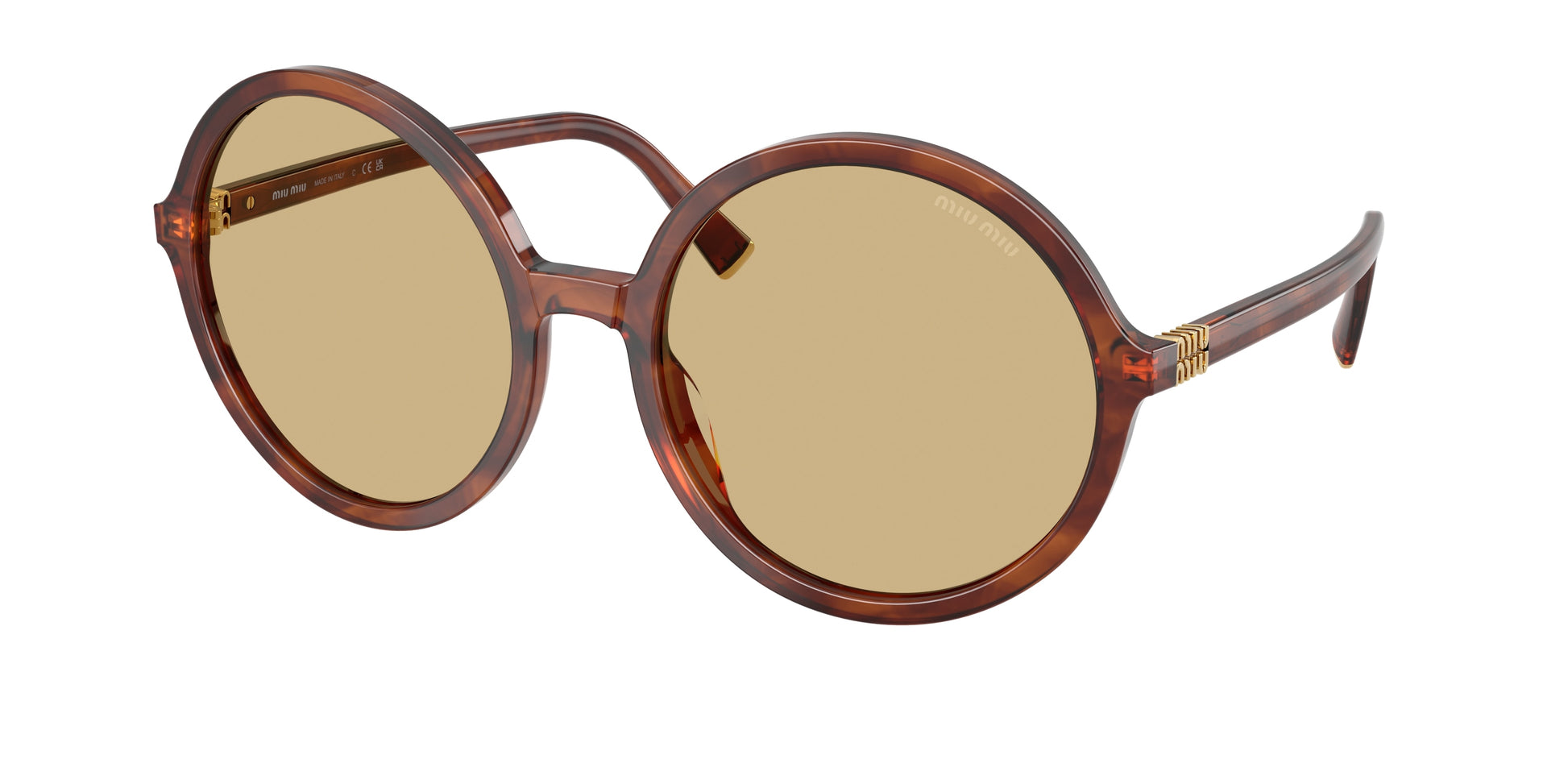 Miu Miu MUB02SF Round Sunglasses  26E10R-Striped Tobacco 59-140-19 - Color Map Brown