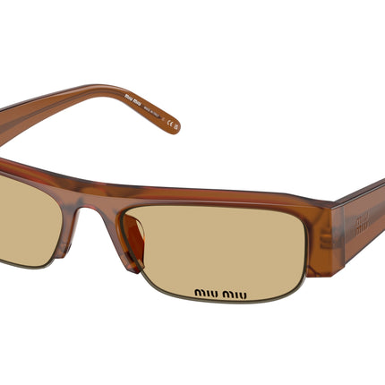 Miu Miu MUB07SF Rectangle Sunglasses  22I10R-Opaline Amber 54-135-17 - Color Map Brown