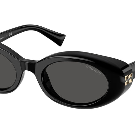 Miu Miu MUB09S Oval Sunglasses  16K08Z-Black 52-140-21 - Color Map Black