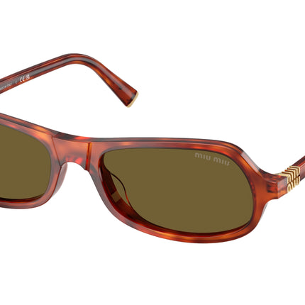 Miu Miu MUB10SU Irregular Sunglasses  11P09Z-Havana Cognac 55-140-17 - Color Map Brown