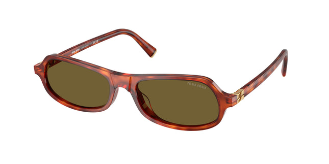 Miu Miu MUB10SU Irregular Sunglasses  11P09Z-Havana Cognac 55-140-17 - Color Map Brown