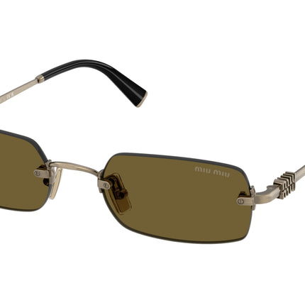 Miu Miu MUB50S Rectangle Sunglasses  26C09Z-Old Gold 52-140-20 - Color Map Gold