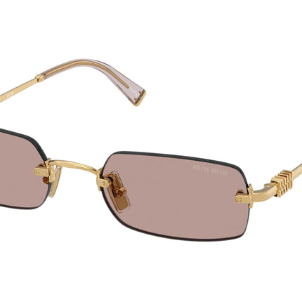 Miu Miu MUB50S Rectangle Sunglasses  5AK20I-Gold 52-140-20 - Color Map Gold