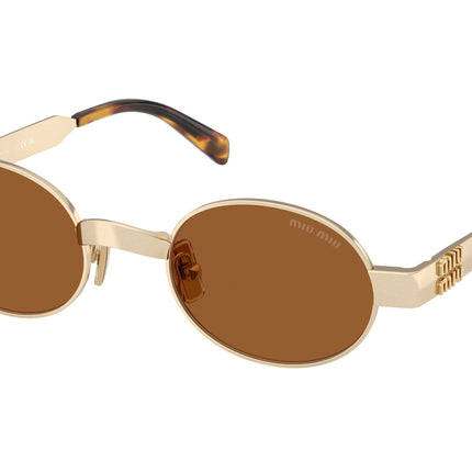 Miu Miu MUB51S Oval Sunglasses  22M20V-Old Gold 47-135-21 - Color Map Gold