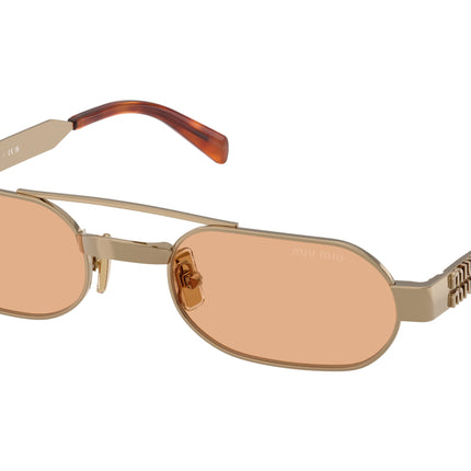 Miu Miu MUB52S Oval Sunglasses  7OE90X-Brass 52-135-21 - Color Map Brown