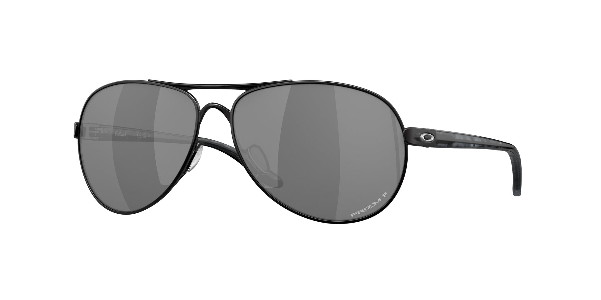 Oakley FEEDBACK OO4079 Round Sunglasses  407934-Polished Black 59-135-13 - Color Map Black